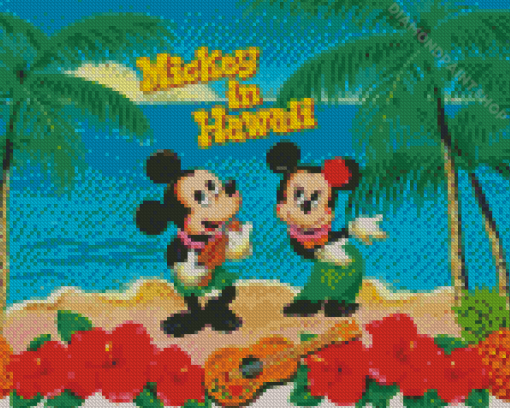 Mickey And Minnie In Hawaii Diamond Painting