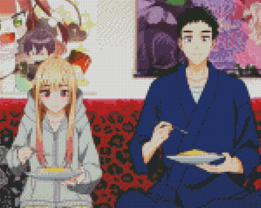 My Dress Up Darling Characters Eating Diamond Painting
