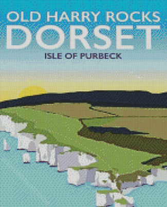 Old Harry Rocks Dorset Isle Of Purbeck Poster Diamond Painting