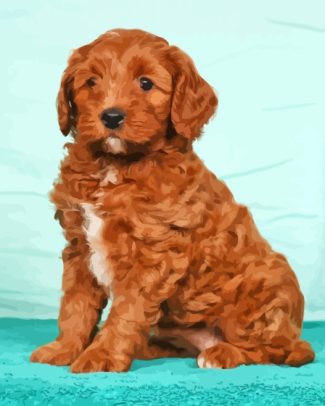Red Golden Doodle Puppy Diamond Painting