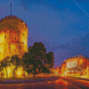 Thessaloniki White Tower At Night Diamond Painting