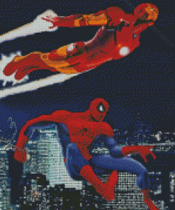 Aesthetic Iron Man And Spiderman Heroes Diamond Painting