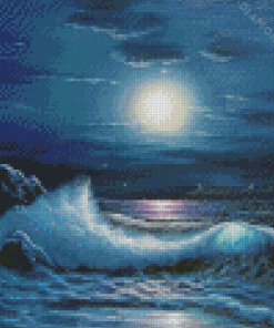 Aesthetic Ocean Waves At Night Diamond Painting