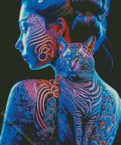 Asian Lady And Tiger Diamond Painting