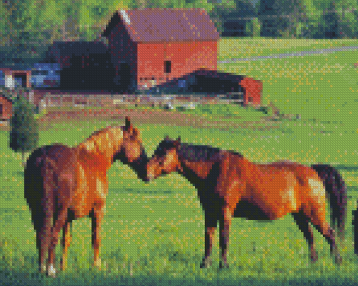 Brown Horse In Farm Diamond Painting