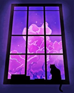 Cat Looking Out The Window Diamond Painting