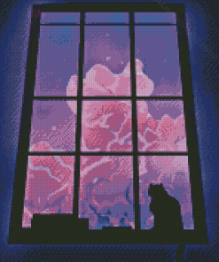 Cat Looking Out The Window Diamond Painting