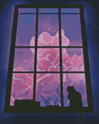 Cat Looking Out The Window Diamond Painting