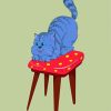 Cute Cat On Chair Diamond Painting
