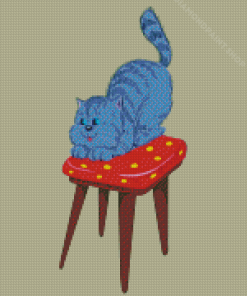 Cute Cat On Chair Diamond Painting