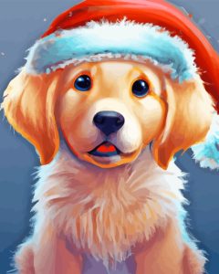 Cute Cartoon Dog Santa Diamond Painting