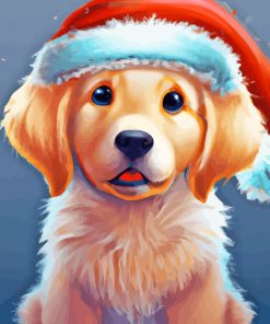 Cute Cartoon Dog Santa Diamond Painting
