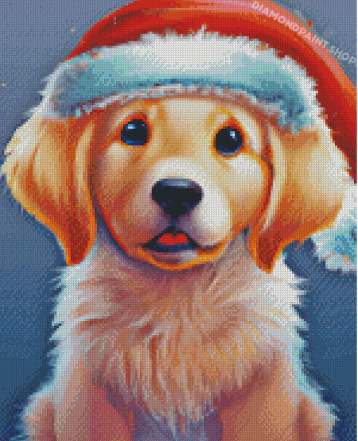 Cute Cartoon Dog Santa Diamond Painting
