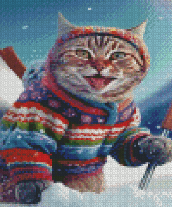 Cute Cat Skating Diamond Painting
