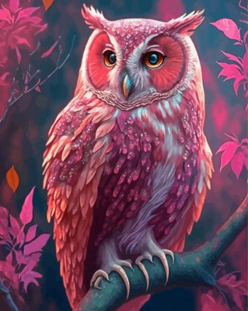 Cute Pink Owl -Diamond Painting