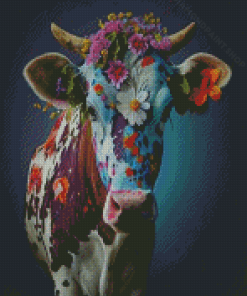 Floral Cow Diamond Painting