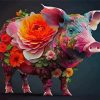 Floral Pig Diamond Painting