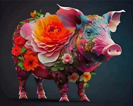 Floral Pig Diamond Painting