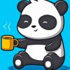 Panda Bear Animal Drinking Coffee Diamond Painting