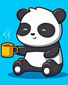 Panda Bear Animal Drinking Coffee Diamond Painting