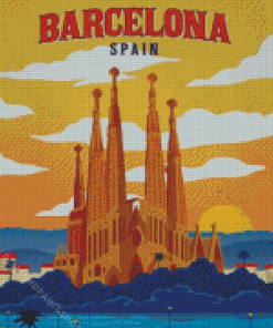 Vintage Barcelona Spain Diamond Painting