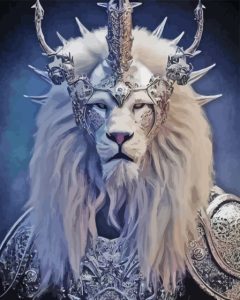White Lion King Diamond Painting