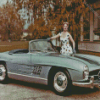 Woman With Mercedes Sl 300 Diamond Painting