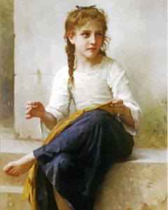 Young Girl Sewing Diamond Painting