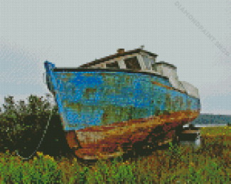Abandoned Fishing Boat Diamond Painting