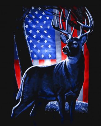 American Flag Deer Art Diamond Painting