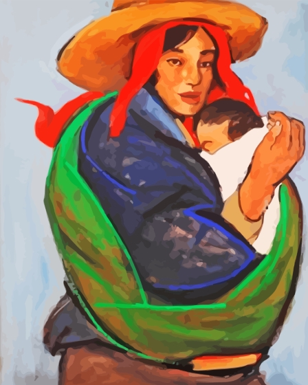 Asian Mother And Child Diamond Painting