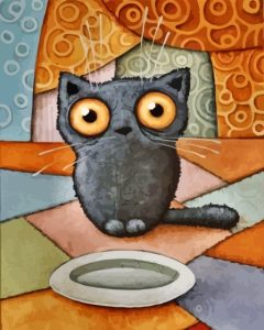 Black Hungry Cat Diamond Painting
