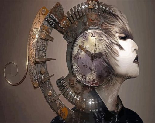 Clock Woman Head Diamond Painting