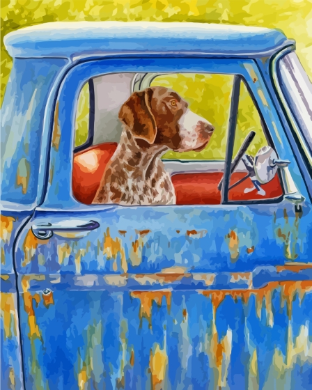 Germanshort Haired Pointer In A Car Diamond Painting