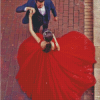 Groom And Bride In Red Dress Dancing Diamond Painting