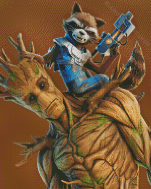 Groot And Rocket Fortnite Diamond Painting