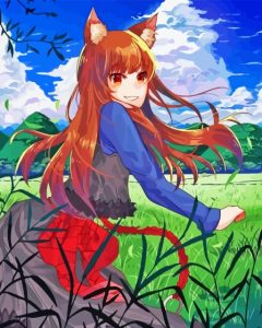 Holo Anime Wolf Girl Diamond Painting