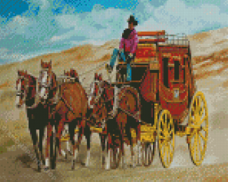 Horse Stagecoach Diamond Painting