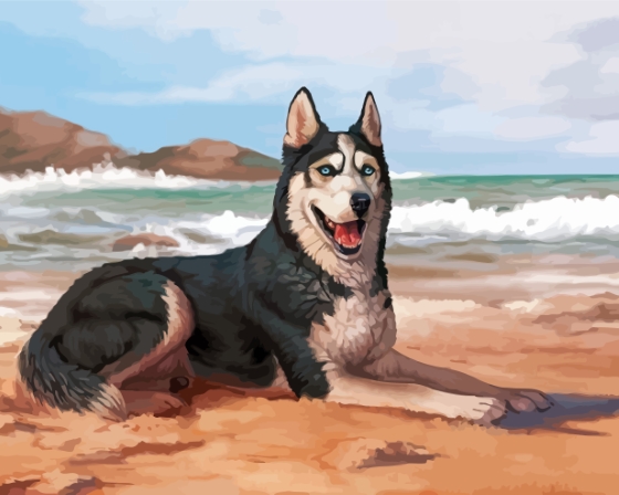 Diamond Painting - Dog on the Beach – Figured'Art