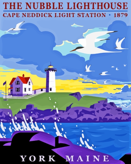 Nubble Lighthouse York Maine Poster Diamond Painting