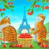 Orange Cats In Paris Diamond Painting