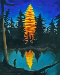 Spruce Tree Night Diamond Painting
