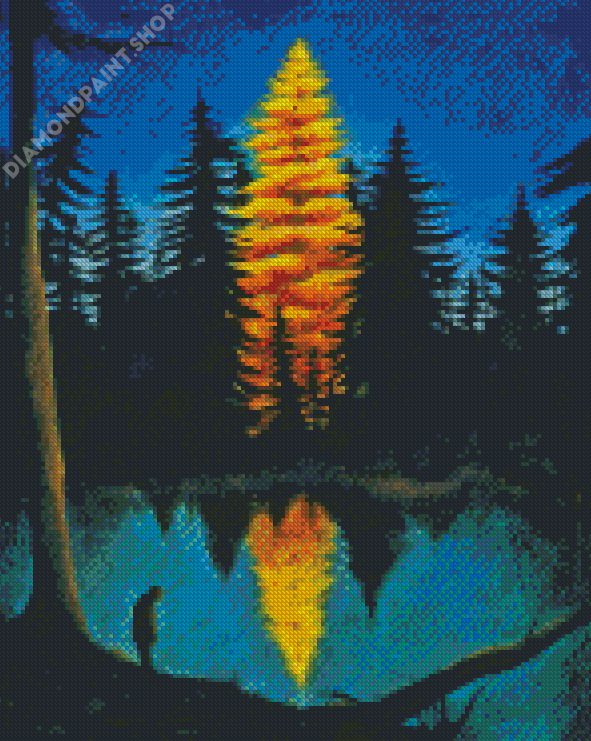 Spruce Tree Night Diamond Painting