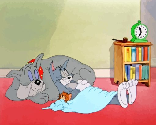 Tom And Jerry And Dog Sleeping Diamond Painting