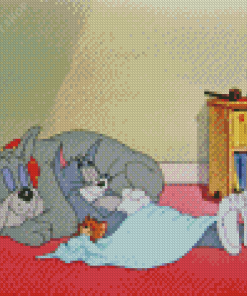 Tom And Jerry And Dog Sleeping Diamond Painting