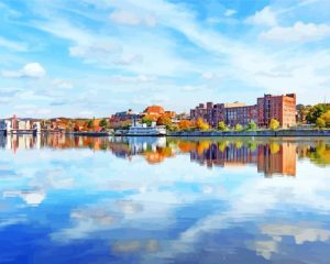 Troy City Reflection Diamond Painting