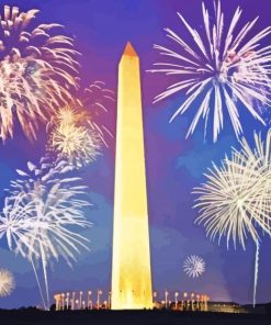 Washington Monument Fireworks Diamond Painting