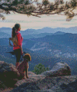 Woman Hiking With Dog Diamond Painting