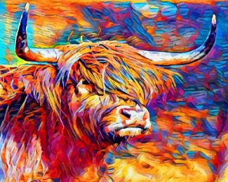 Aesthetic Abstract Highland Cattle Diamond Painting