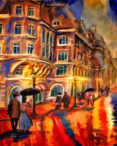 Aesthetic Romantic Walk In The Rain Diamond Painting